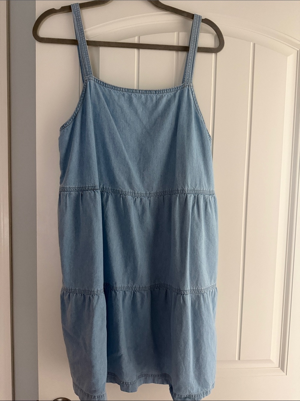 Z Supply Light Blue Denim Tiered Mini Dress